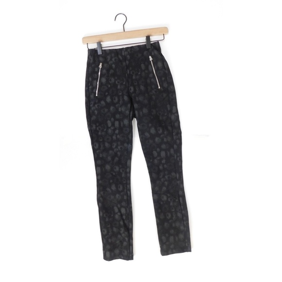 RAG & BONE Simone Leopard Print Zip Pocket Pants Black Gray Animal Crop Size 0 - Picture 3 of 16